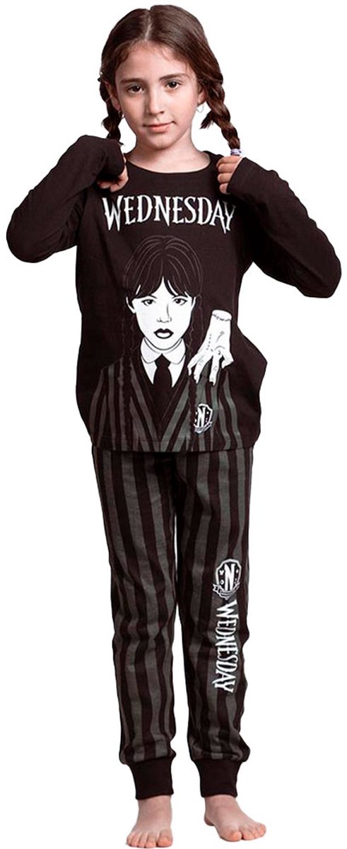 Wednesday Pyjama Meisjes 100% Katoen Zwart