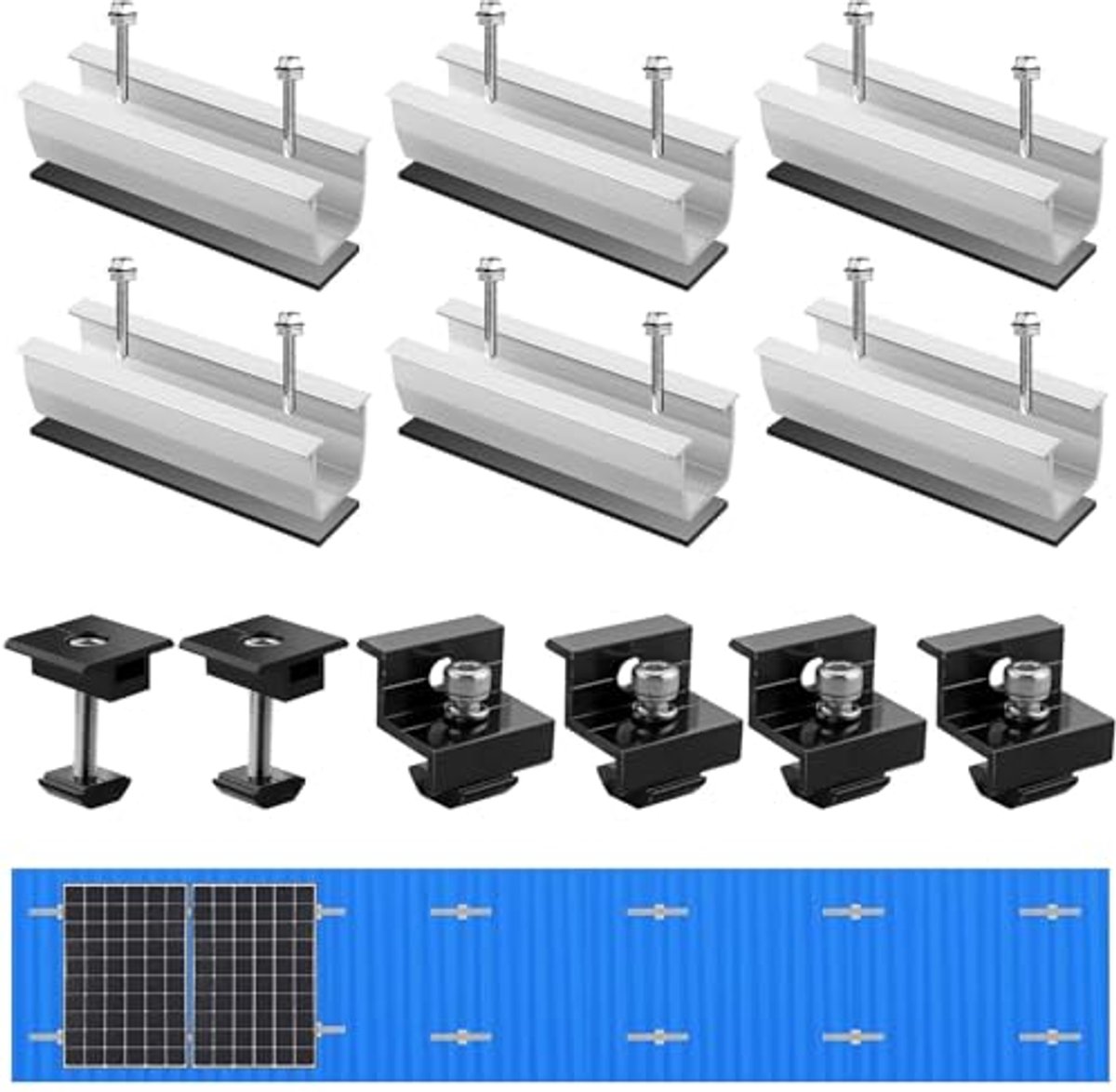Montageset voor Zonnepaneel - Z-Houder en Klemmen voor Plat Dak