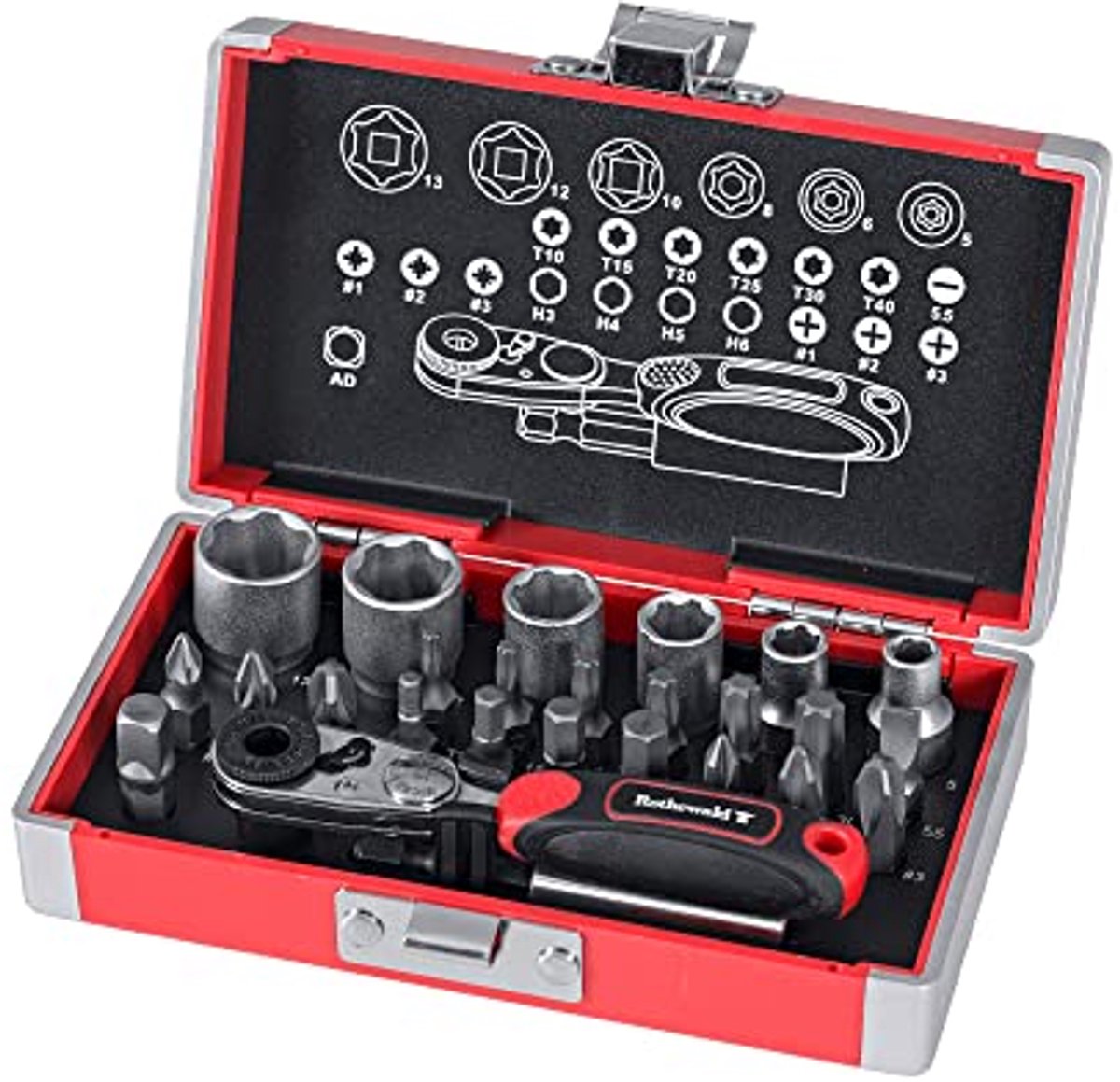 Mini-ratelset 26-delig - Metrisch Boorgereedschap en Ratelset voor Reizen - Handige Mini-gereedschapskoffer