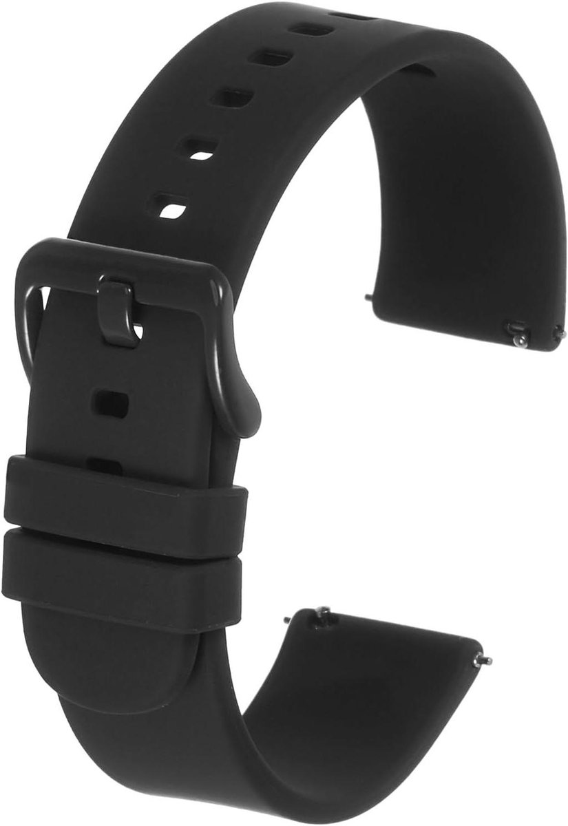 Allecto plus - Zwarte siliconen horlogeband 22 mm met zinklegering gesp