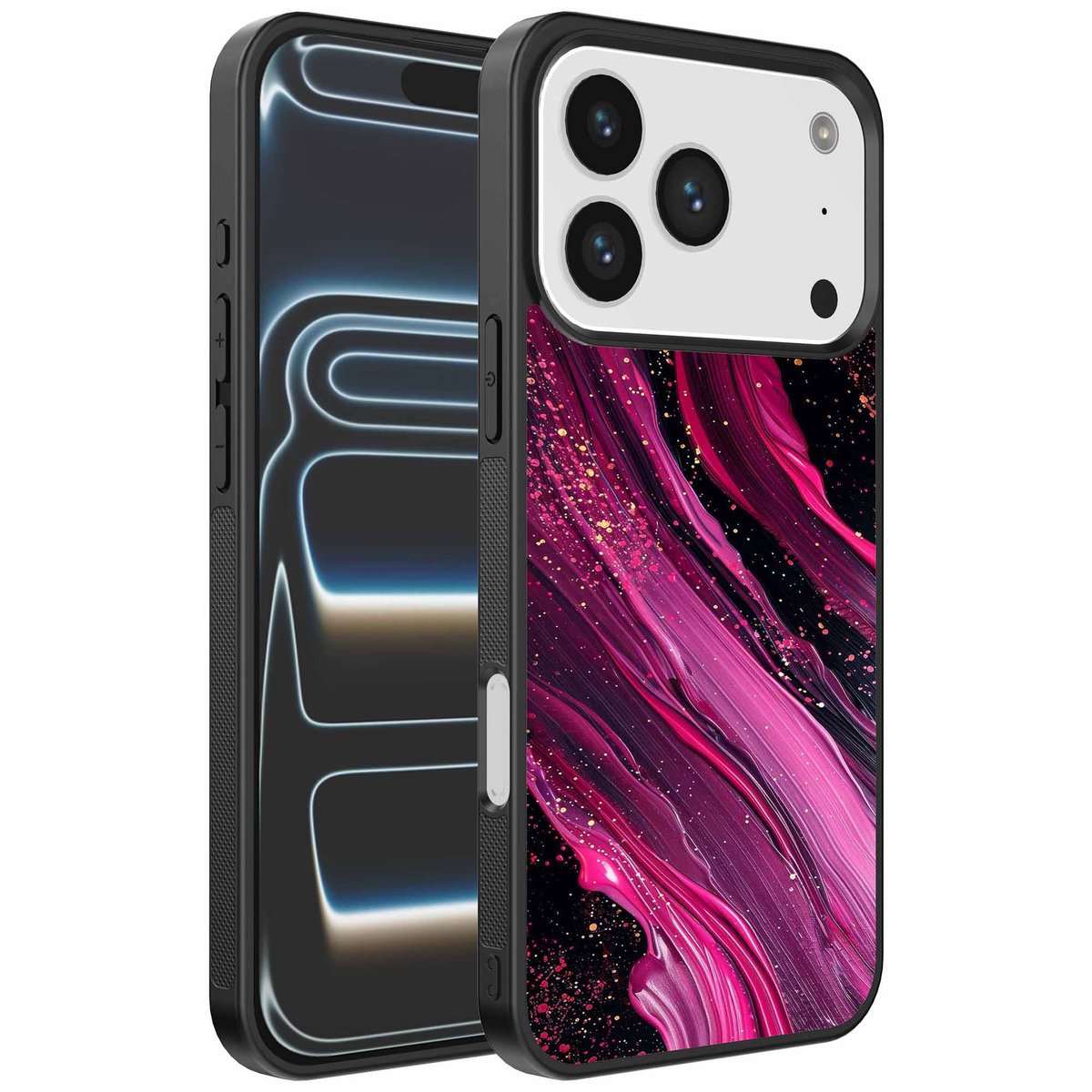 Geschikt voor iPhone 17 Pro Telefoonhoesje met marmer opdruk - TPU backcover case marble design - Paars Roze - Smartphonica geschikt voor iPhone 17 Pro