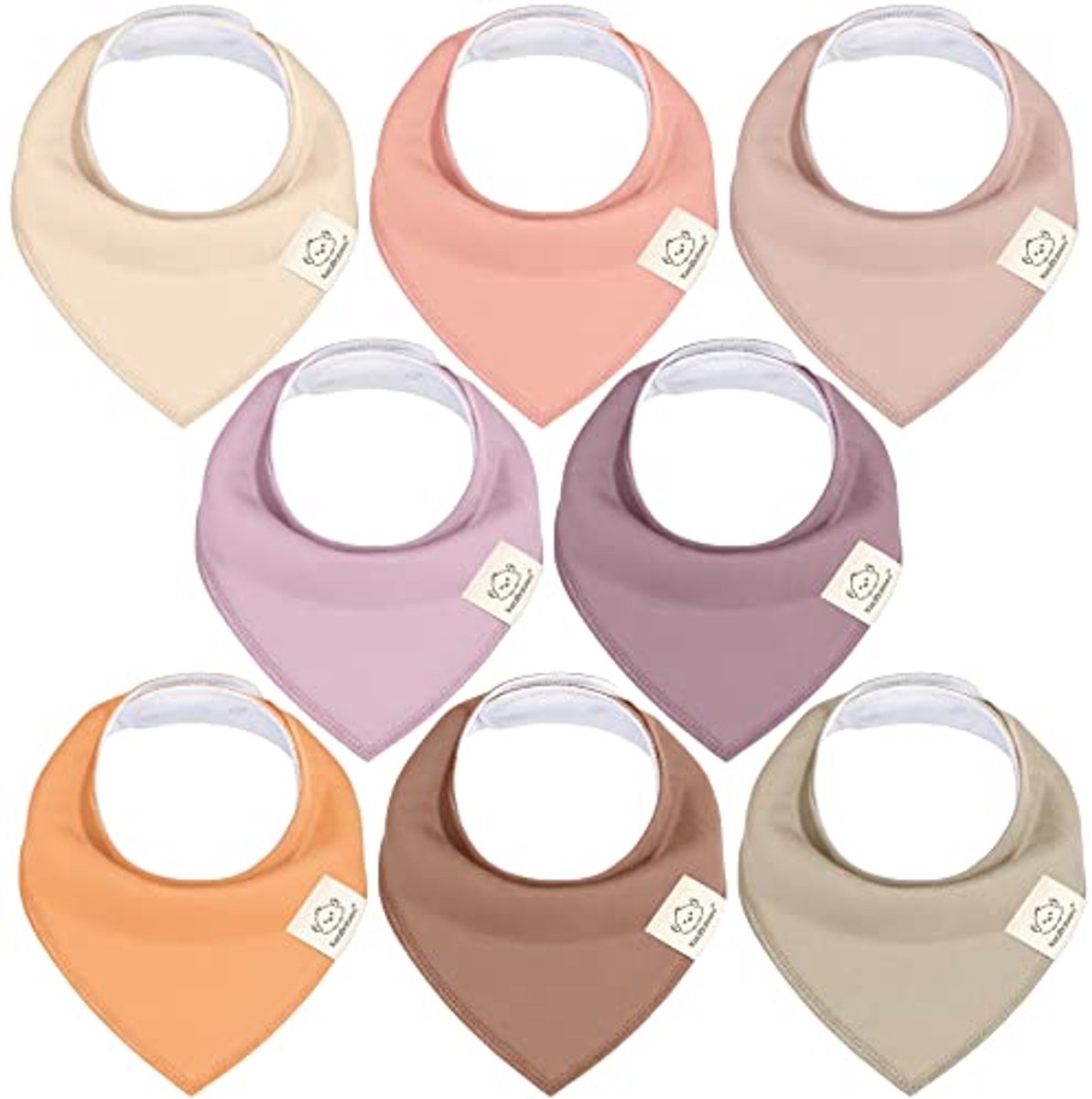 Image of Absorbente Bandana Slabbetjes voor Baby's - Set van 8 - Organisch Katoen - Unisex
