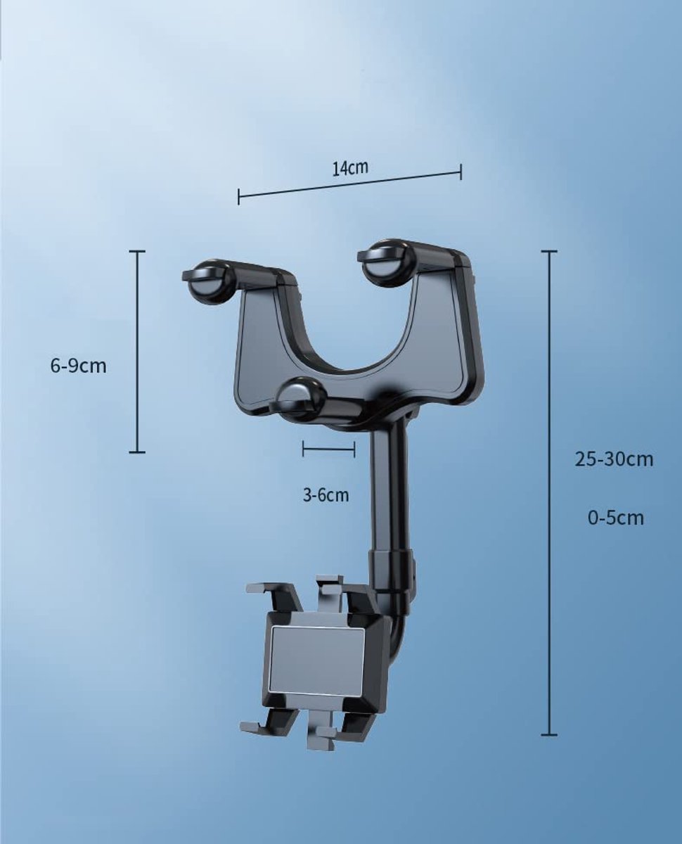 360° 2-in-1 Rotatable & Retractable Rearview Mirror Phone Holder Universal Phone Holder Multifunctional Car Phone Holder