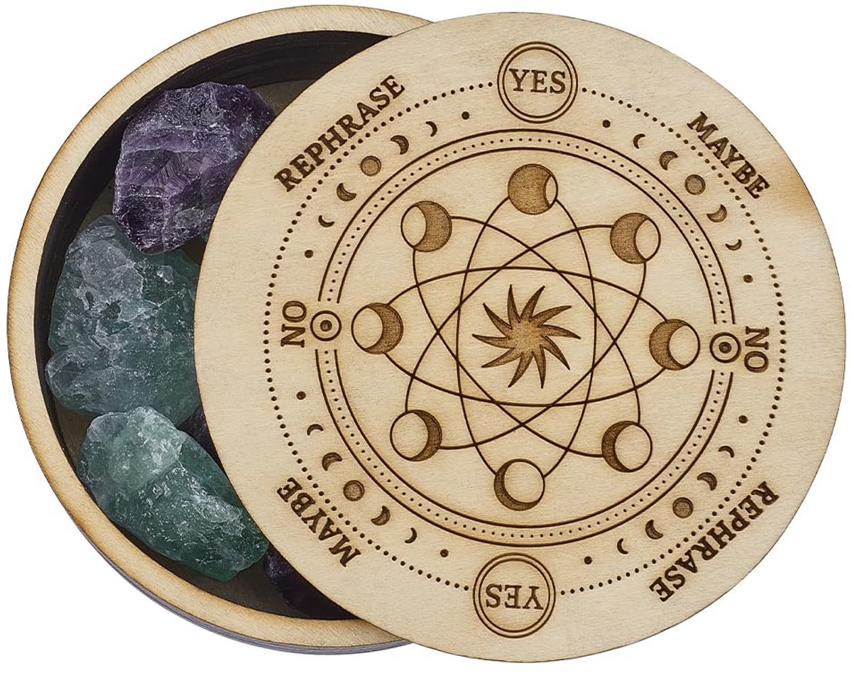 Maanfase Waarzeggerij Doos Houten Waarzeggerijdozen 110 x 48 mm Met Deksel Ronde Tarot Spel Presentatiedoos Navajo Witte Maan Fase Box