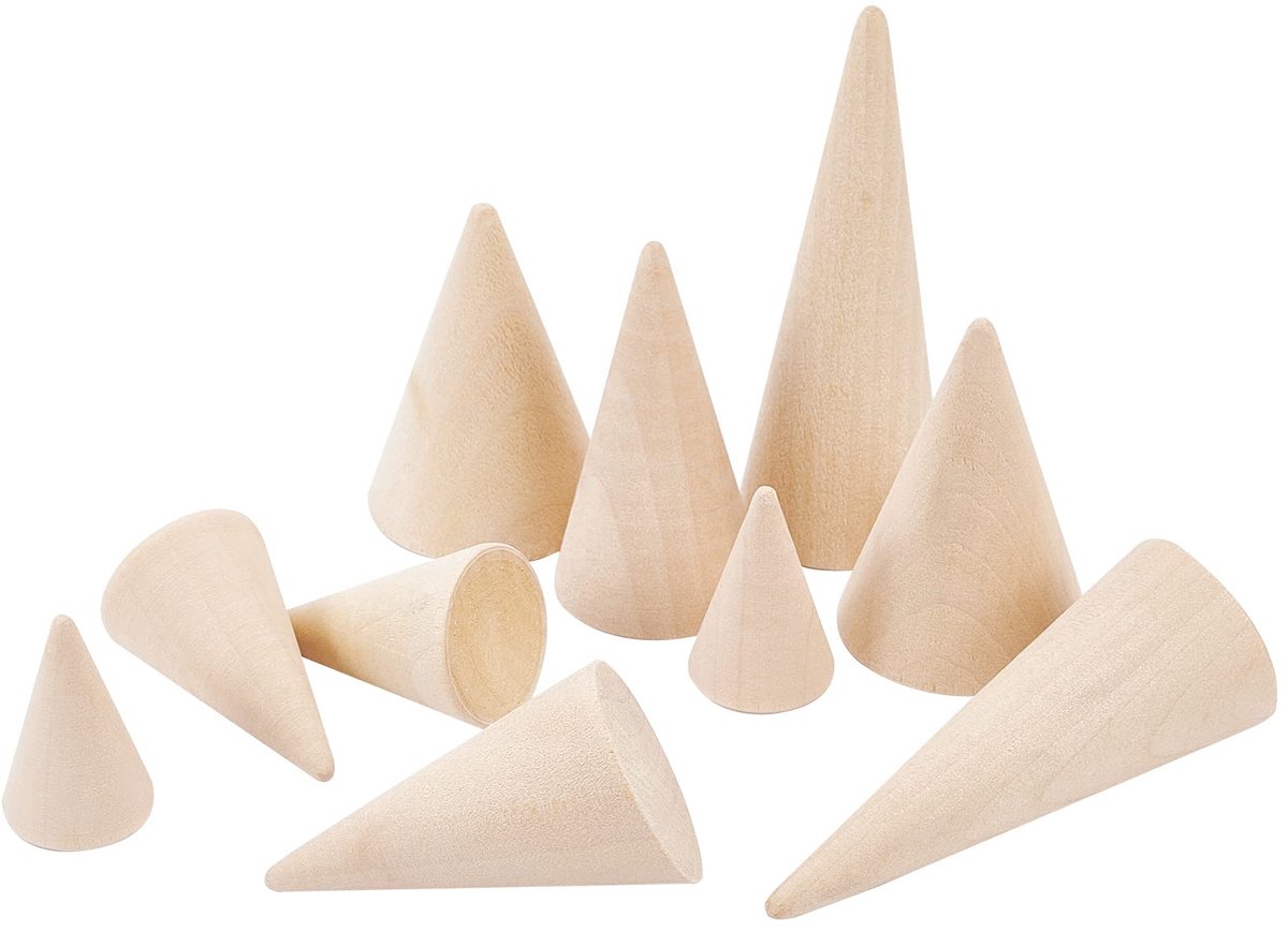 10 stuks Houten Kegel Ring Houder 5 Grootte Verschillende Houten Ring Display Stand Ringen Display Houder Ring Sieraden Organizer Houders DIY Ambachtelijke Houten Kegel Stand Ring Sieraden Display
