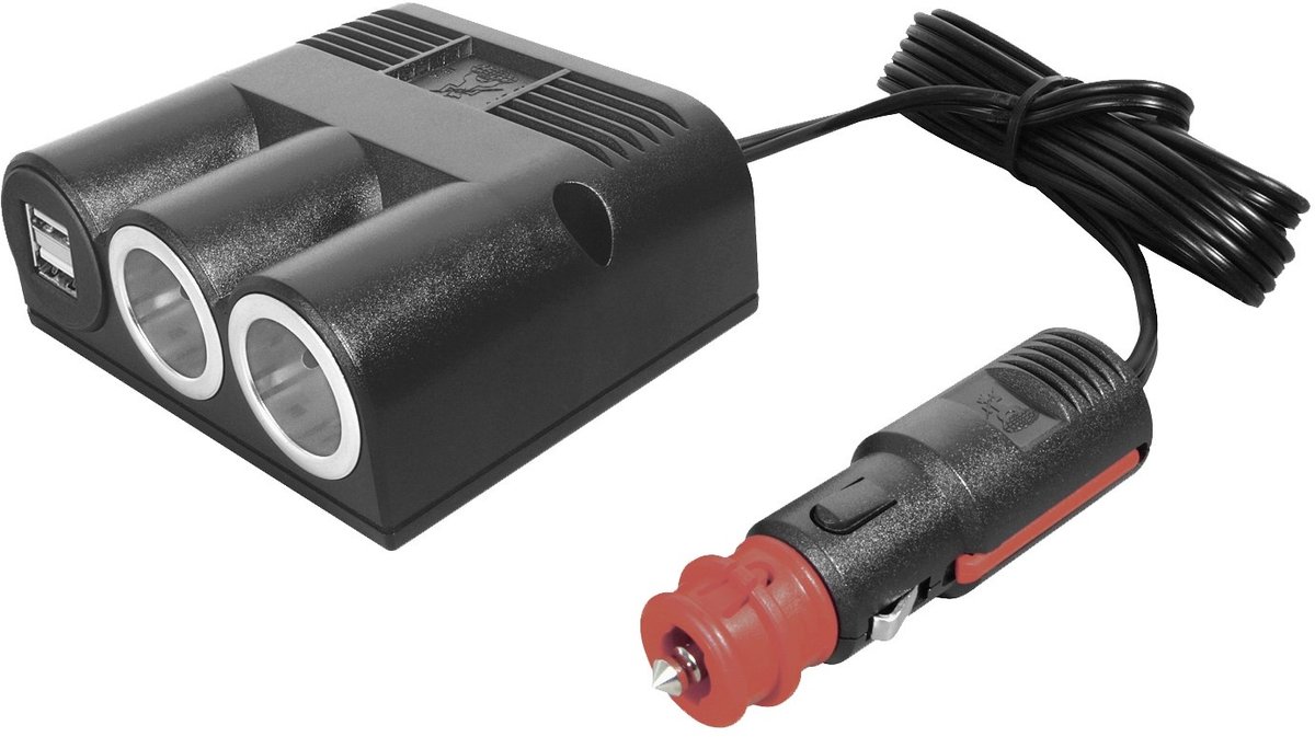 ProCar 2-voudige 12V/24V splitter met USB lader - 2 meter