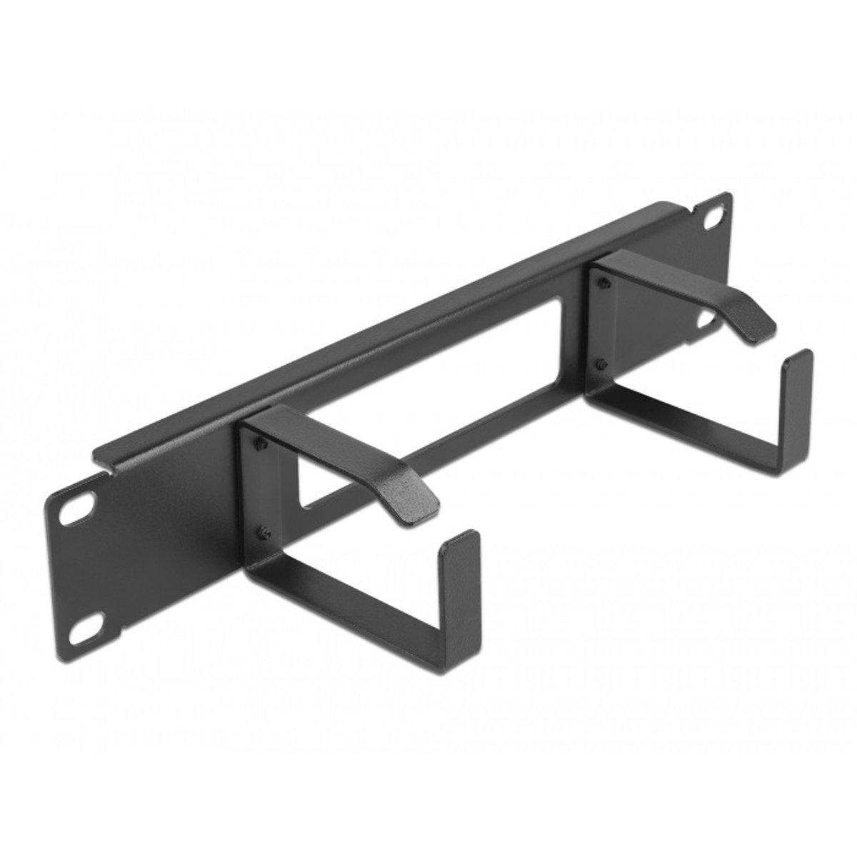 Image of 10 ″ kabelbeheerrouteringspaneel met opening en 2 haken 1u zwart