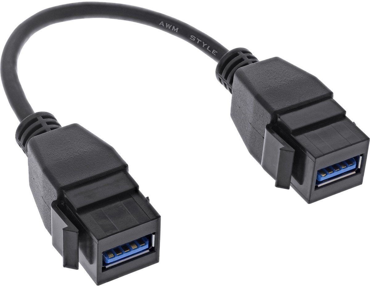 USB-A Keystone module - USB-A (v) | USB3.0 5 Gbps | zwart | 0,20 meter