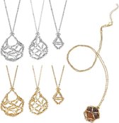 Collier avec pendentif en cristal de Premium - 6 pièces - Acier inoxydable - Pendentif réglable en pierres précieuses - Bijoux DIY - Goud