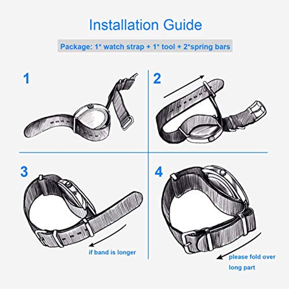 Nylon Horlogebanden voor Heren met 4 Ringen