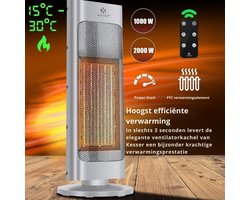 Elektrische Kachel - Ventilatorkachel - Keramische Kachel – 2000W | Met Afstandsbediening,…