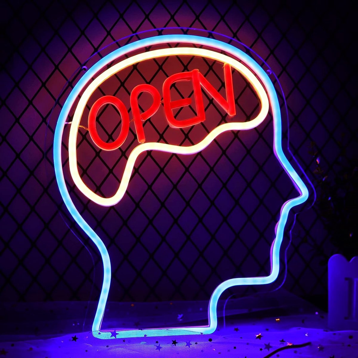 Daity Neonbord met open geest en hersenen voor wanddecoratie - geschikt voor neonborden in de slaapkamer - mannenhol - bar - kantoor - school - Kerstmis en verjaardagsfeestjes.
