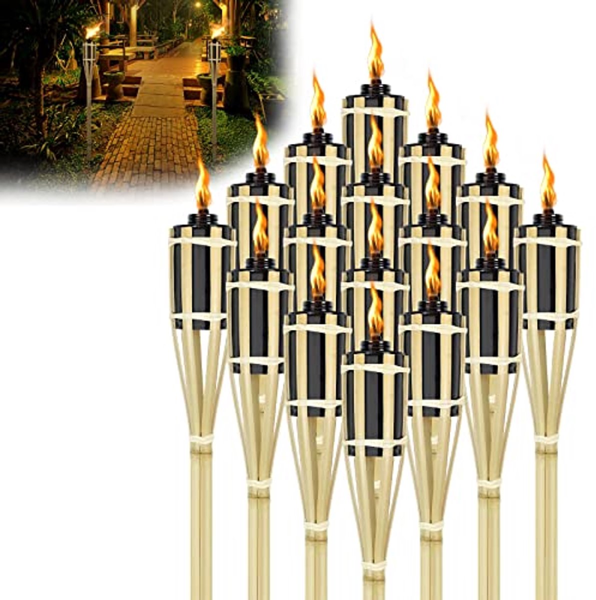 24 stuks Bamboefakkels voor buiten - 90 cm - Tuinverlichting en Decoratie