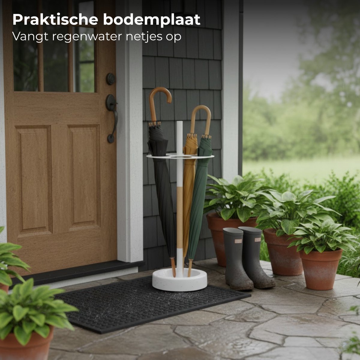 Lomera Moderne Parapluhouder - Paraplubak Metaal - Ruimte voor 5 Paraplu's - Regenwater Opvang - Stijlvolle Afwerking - Parapluhouder Rond - Houten Afwerking - Paraplubak Design - Parapluhouder Binnen - Paraplubak — cadeau in Wonen & Interieur - foto 3