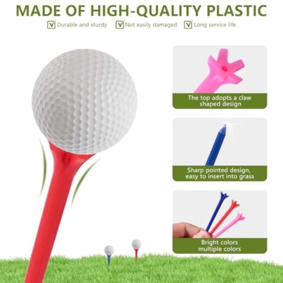 12 stuks - Plastic golftees - Plastic Tees - 83 mm tee - kunststof tee - Afslaan ballen - Plastic golftees - Golftees — afbeelding 3