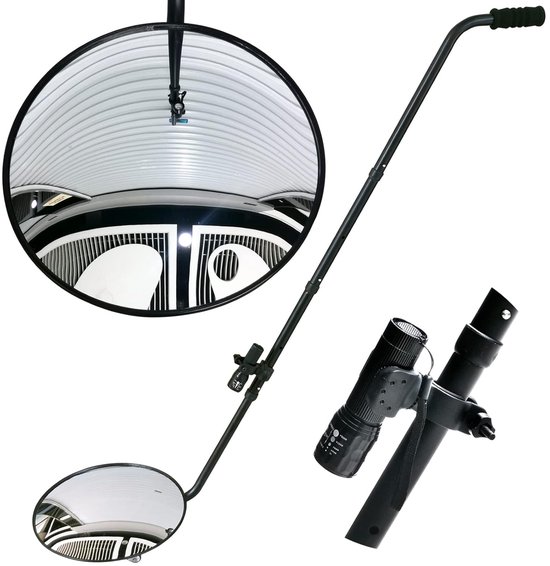 Inspectiespiegel onder voertuig, 2x telescopische bolle spiegel met LED- licht en universele wielen, reflector voor voertuiginspectie
