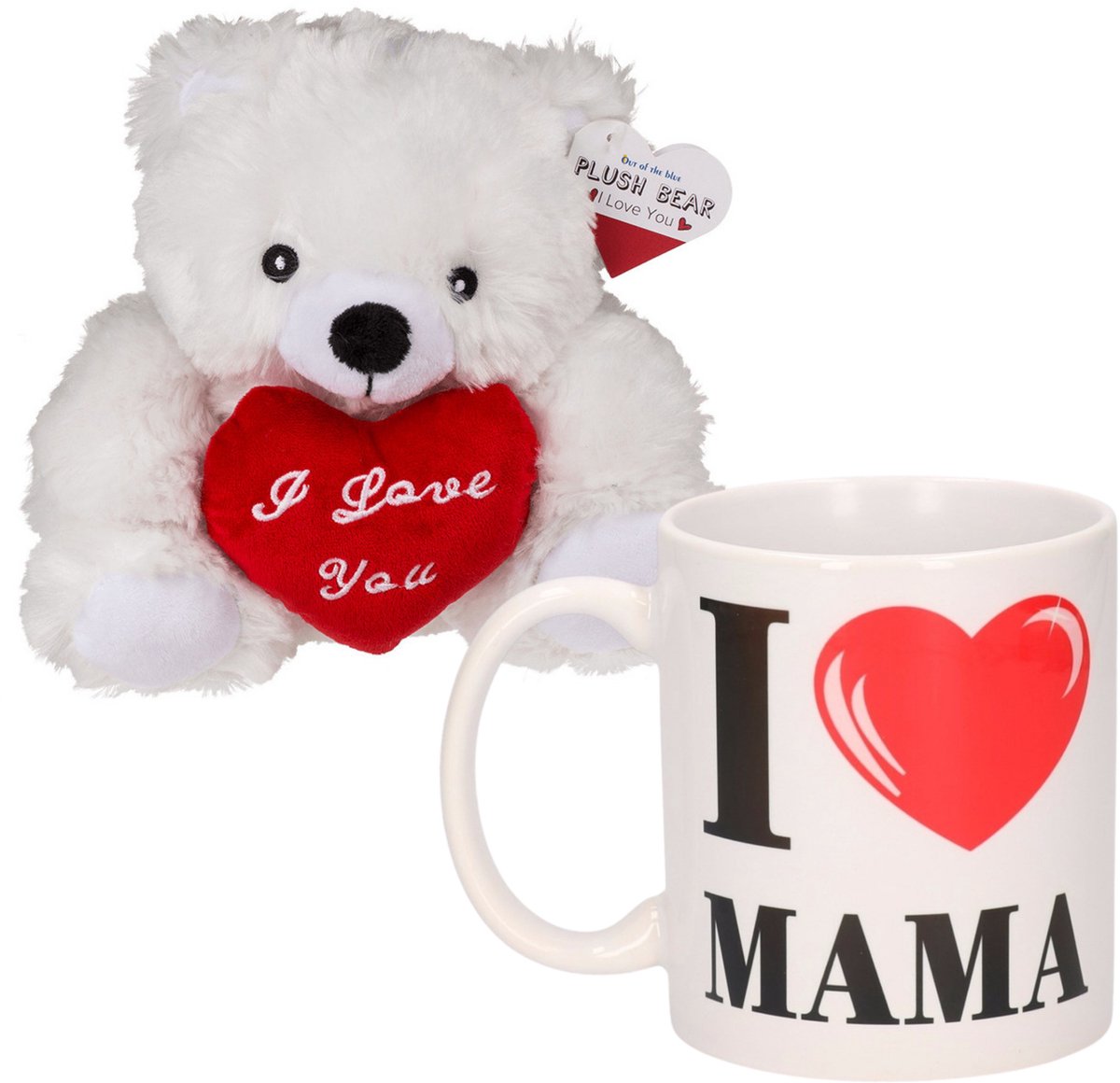 Moederdagcadeau - knuffelbeer en koffiemok - cadeau - i love mama - moederdag