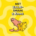 Kattensnoepjes met zalmsmaak & kaas. Vis en kaas illustratie.