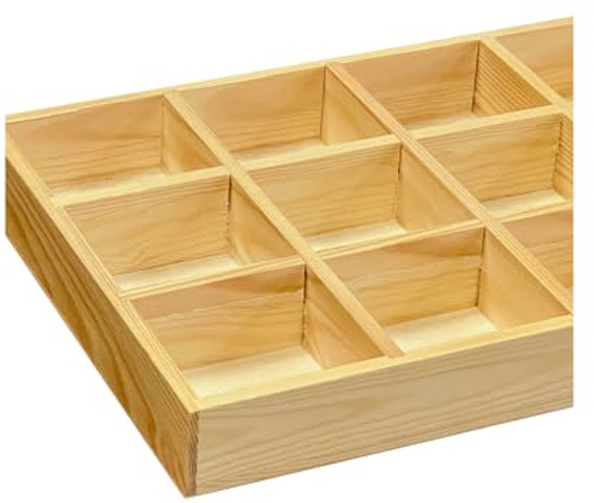 Houten Sorteerlade Grid Display Organizer met 12 Compartimenten - 30 x 22,9 x 3,1 cm