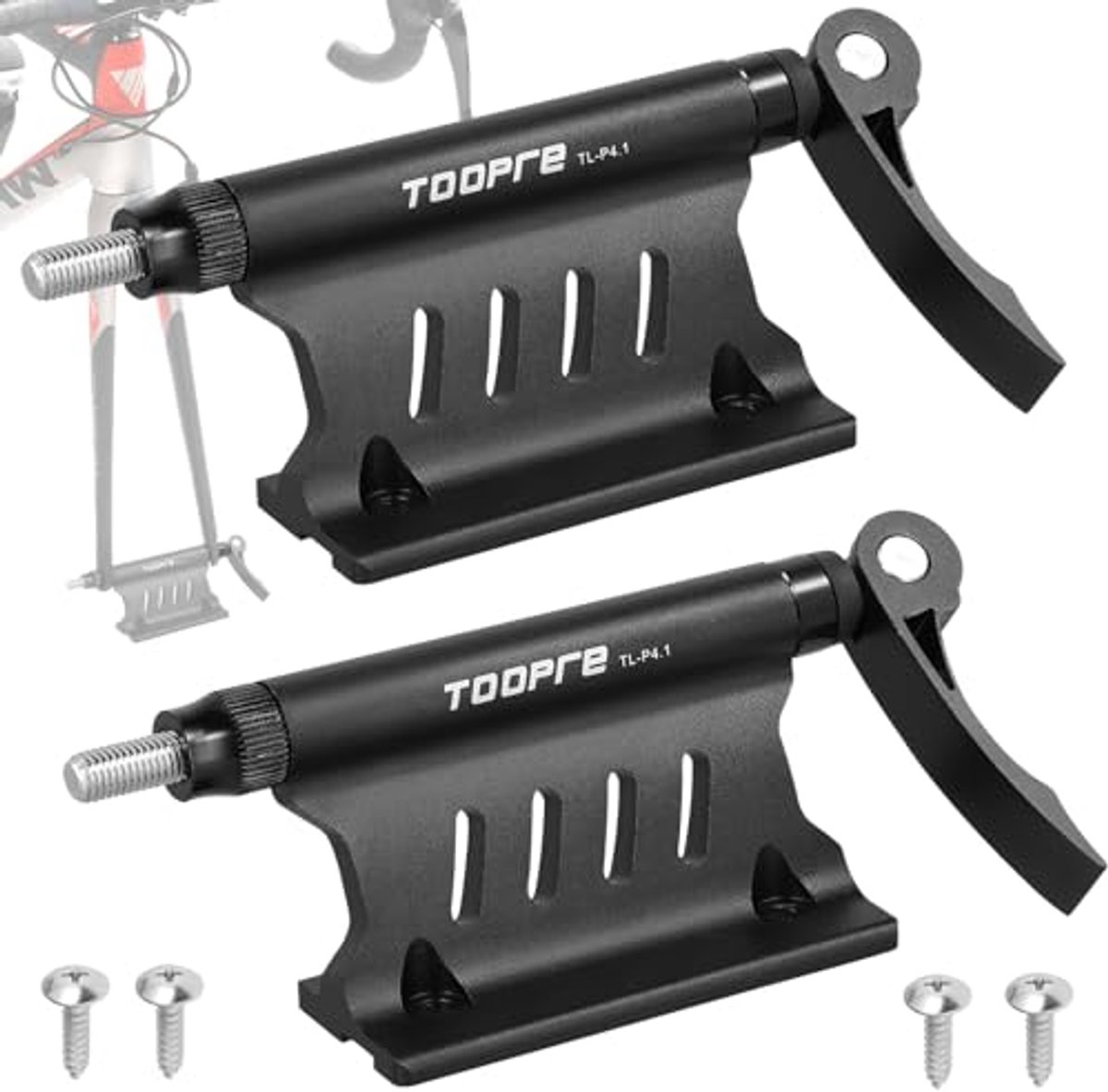 Fietszadel voorvorkhouder set van 2 - Aluminiumlegering, snelspanner montagesysteem voor mountainbike en autodakdrager