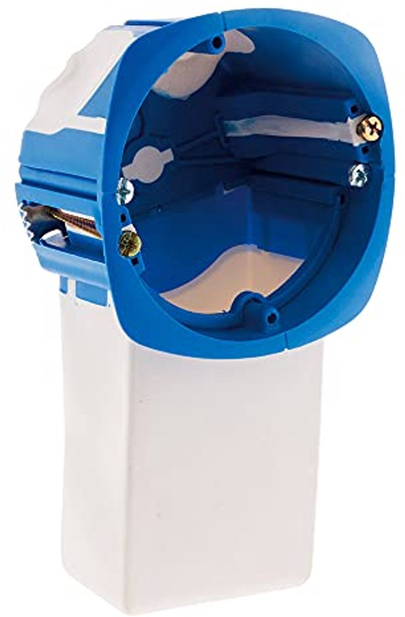 Inbouwdoos voor Micro Modules met Brede Ondersteuningsring en Metalen Klemmen - 1 Positie - Gepatenteerd - Blauw