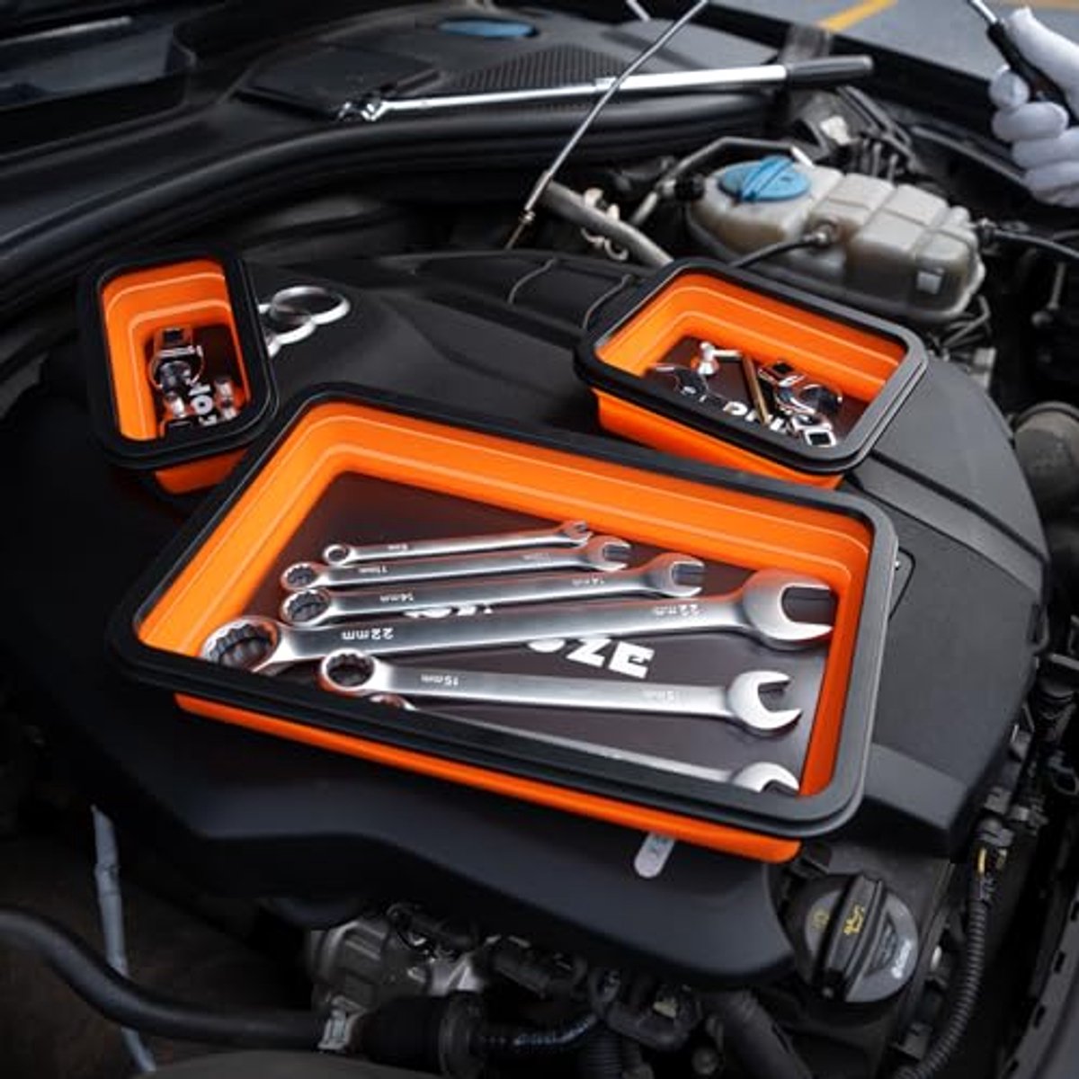 Vouwbare Magnetische Organizer Tray Set met Flexibele Ophaaltool voor Schroeven en Onderdeeltjes