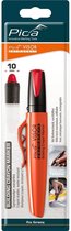 Oranje Pica VISOR "BUILDING CRAYON MARKER" met rode dop en clip. Beschrijving 'Pica Germany'.