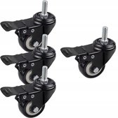 MESO Wit dubbel meubel zwenkwiel geremd met schroefdraad - 75mm - 80kg