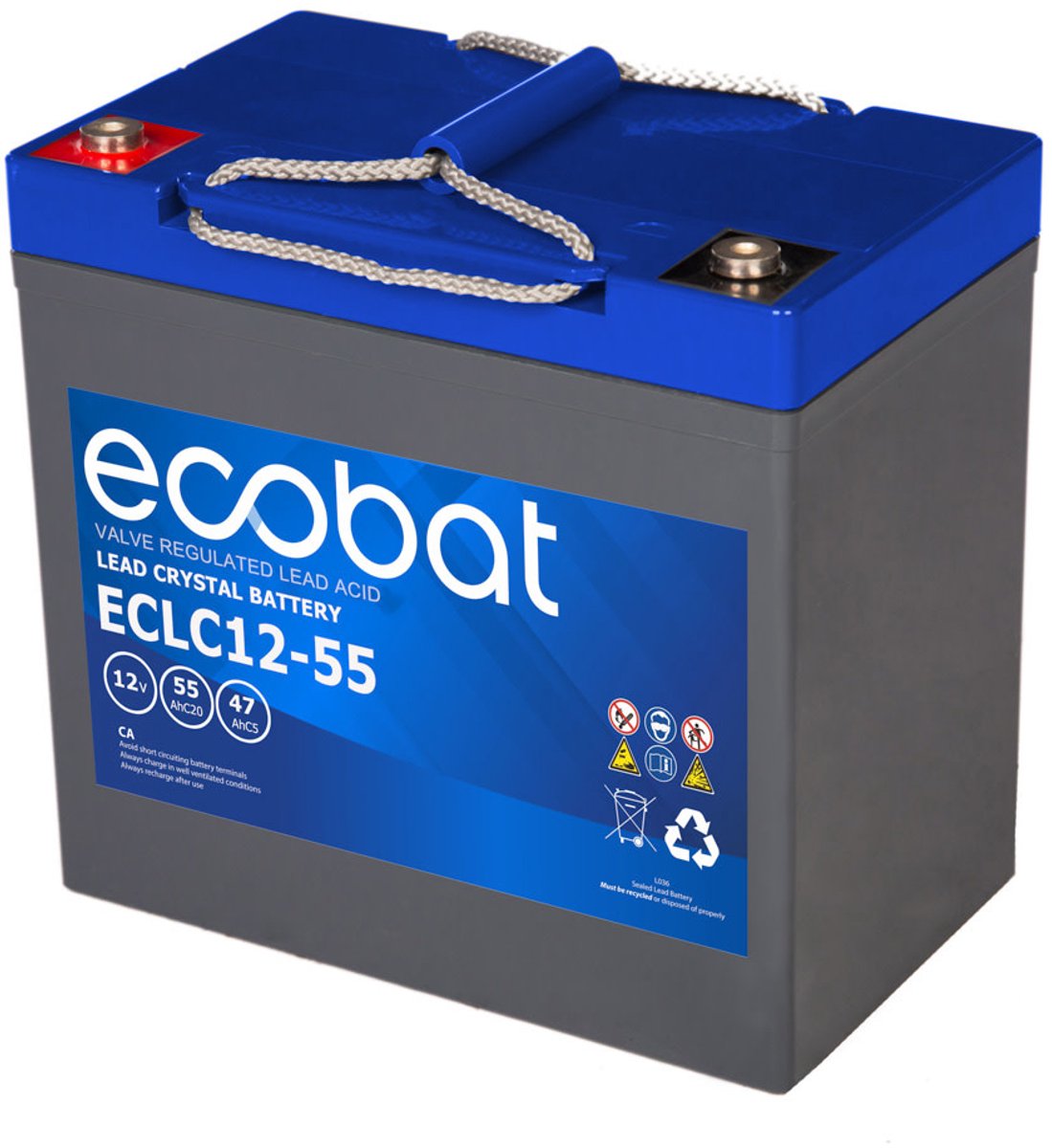 Ecobat - 55AH AGM accu voor uw scootmobiel (Ecobat) - 22.9 cm x 13.8 cm x 20.8 cm (LxBxH)