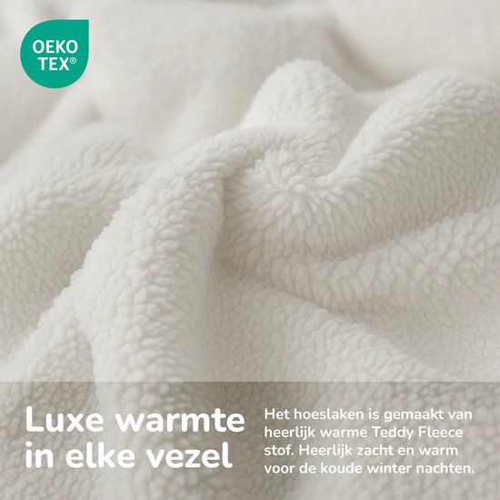 Hoeslaken Decoware® Teddy Fleece - Wit - 180 x 200 cm - Extra chaud et doux - Pour Matelas jusqu'à 30 cm d'épaisseur