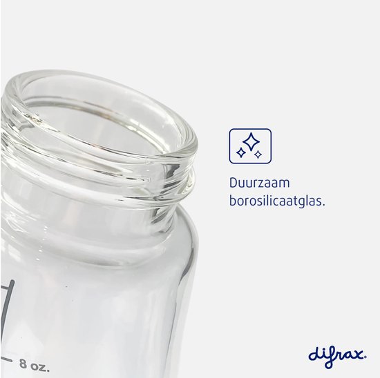 Difrax Fles - Glas S-Fles Wide 0+ maanden 200 ml. van Difrax — afbeelding 5