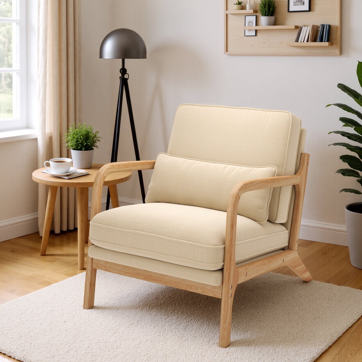 Bealife AR16 Fauteuil - Relaxfauteuil - Enkel - 65 × 82 × 75 cm - Beige