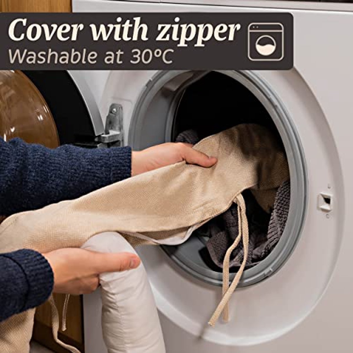 Draught Stopper 90 cm - Wasbaar - Energiebesparend - Extra zwaar - Voor deuren en ramen - Beige