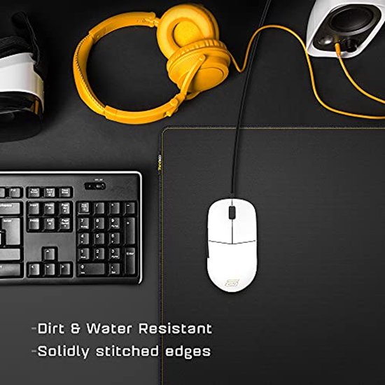 Gaming muismat van hoge kwaliteit voor optimale snelheid en controle - 390 x 390 mm - Zwart/Geel — afbeelding 3