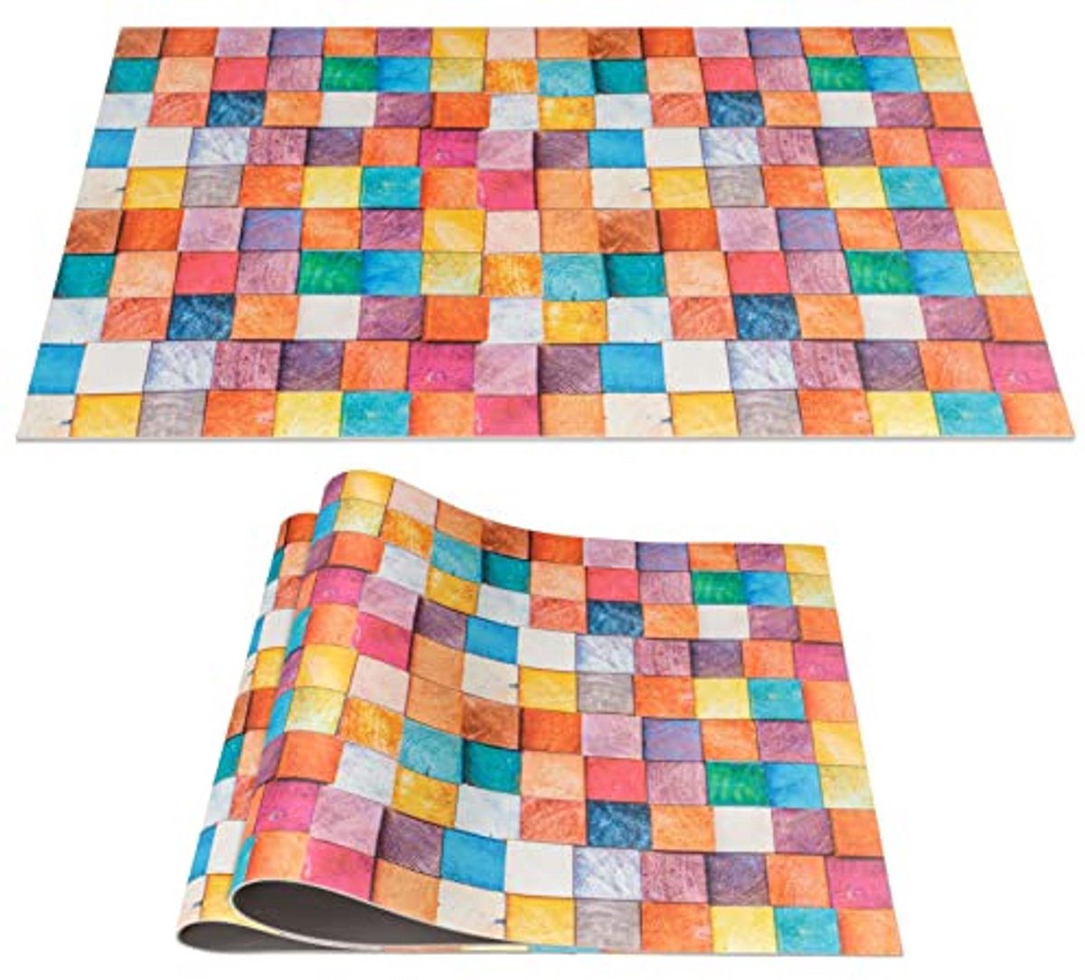 Afwasbare PVC placemats - Antislip, Hittebestendig, 30 x 45 cm, Set van 2, Kleurrijk Mozaïek