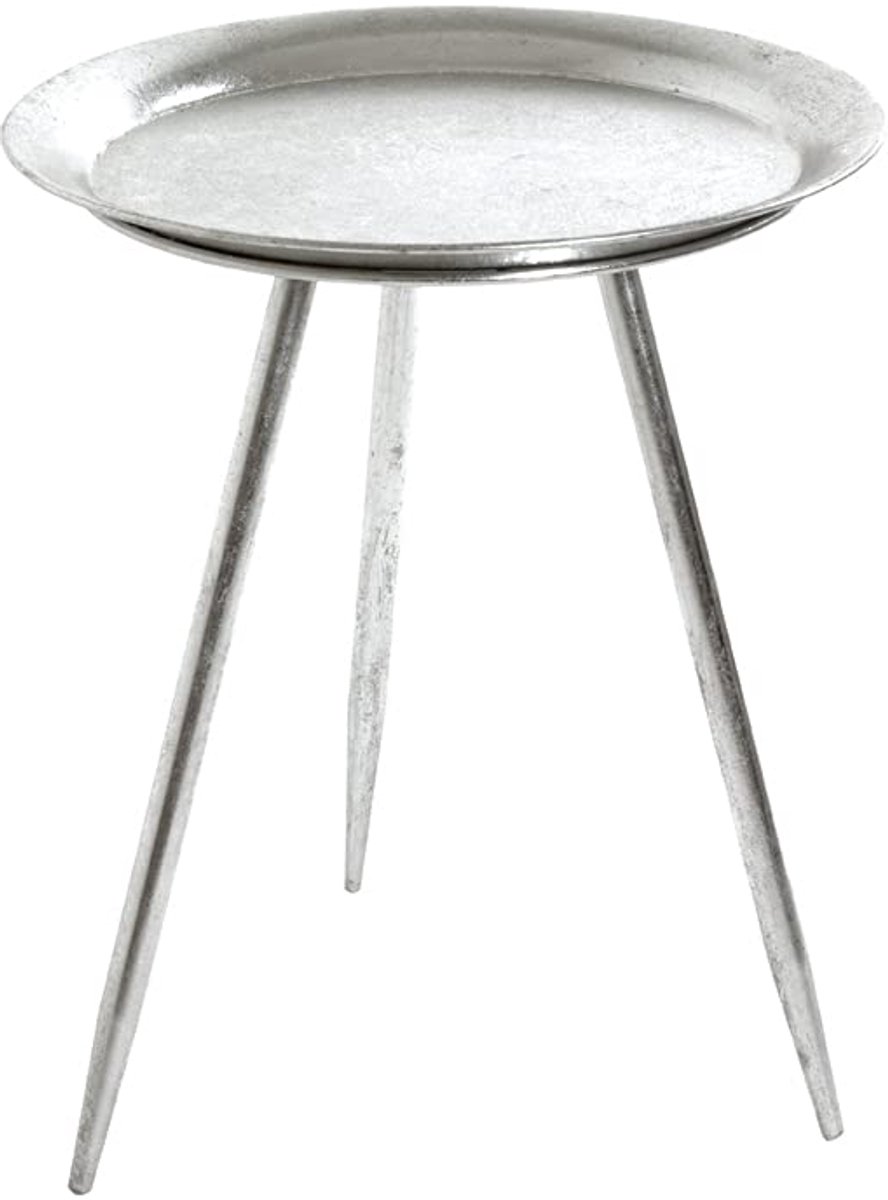Azomor® Moderne zilverkleurige bijzettafel van metaal met eigentijds design