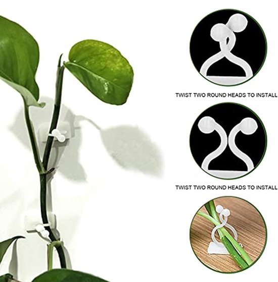 Plant Climbing Wall Fixture Clip, 100PCS Plastic Wall Sticky Hook Vines Fixing Clips Self Adhesive Branch Fixture Clips Plant Fixers Vines Holders(White) — afbeelding 3