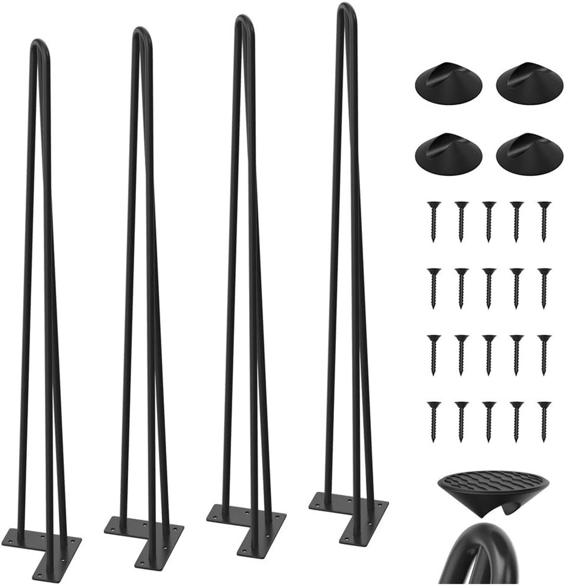 4 Stuks 86 cm Haarspeld Tafelpoten met Beschermende Voeten voor Meubels