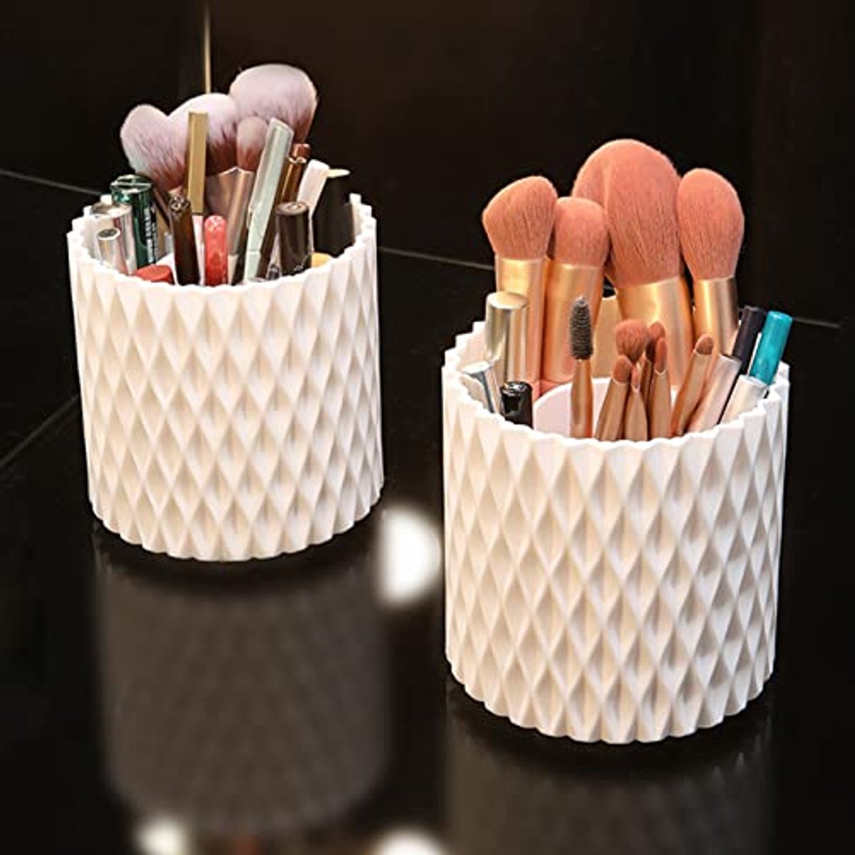 360° roterende make-upborstelhouder en multifunctionele organizer voor bureau