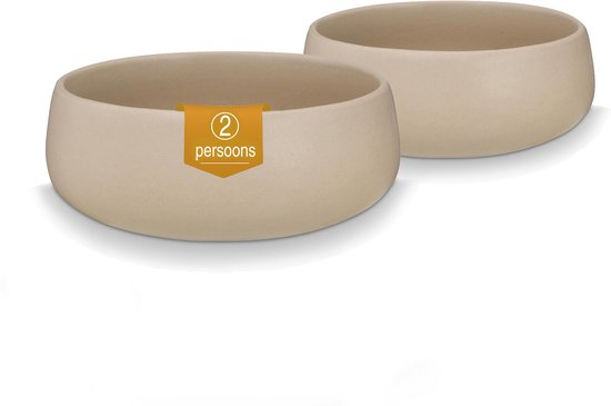 vtwonen - Bols - Bols pour petit-déjeuner, goûter et tapas - Grijs clair - Céramique - 16 cm - Set de 2