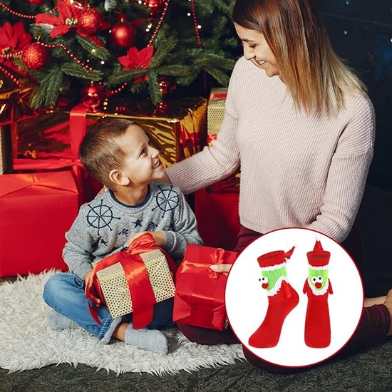 Yueser Sokken met magnetische armen, 4 paar magnetische sokken, knuffelsokken voor kinderen en volwassenen, magnetische sokken, sokken, voor handen houden, grappige sokken, kerstsokken, voor koppels