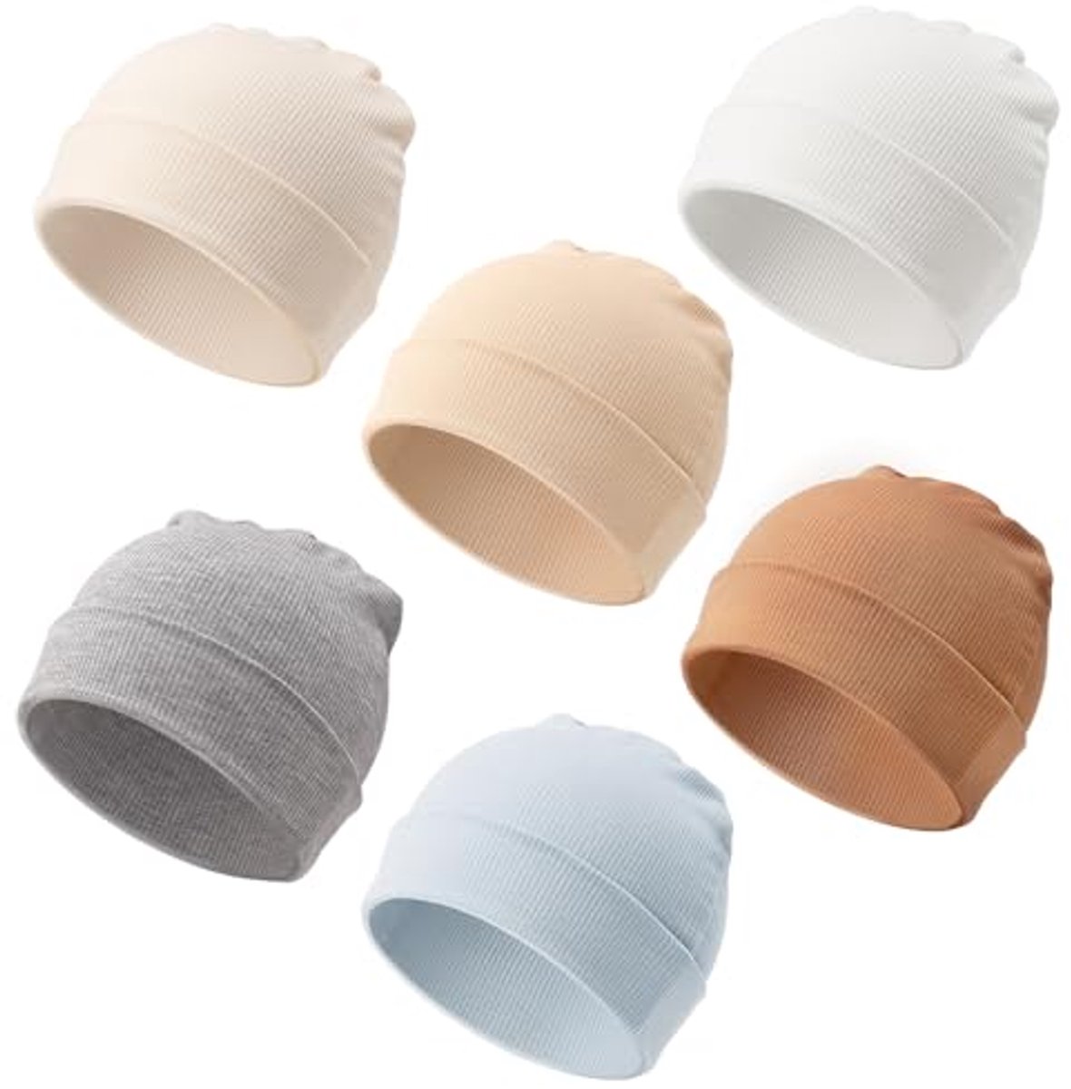 Image of 6 Stuks Baby Beanie voor Pasgeborenen - Zachte en Leuke Gebreide Mutsen voor 0-24 Maanden