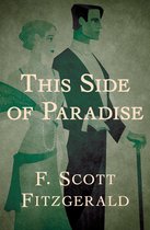 Dit Boek: This Side of Paradise, F. Scott Fitzgerald. Een Art Deco illustratie van een man in smoking met wandelstok en een vrouw in parelketting en jurk.