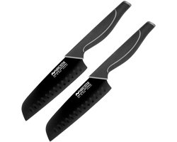 Set van 2 Santoku keukenmessen met 16 cm lemmet Nirosta Black Edition