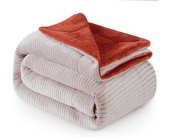 Luxe Fleece deken - Plaid 150x200cm - Triple Layer - Dubbelzijdig Terracotta