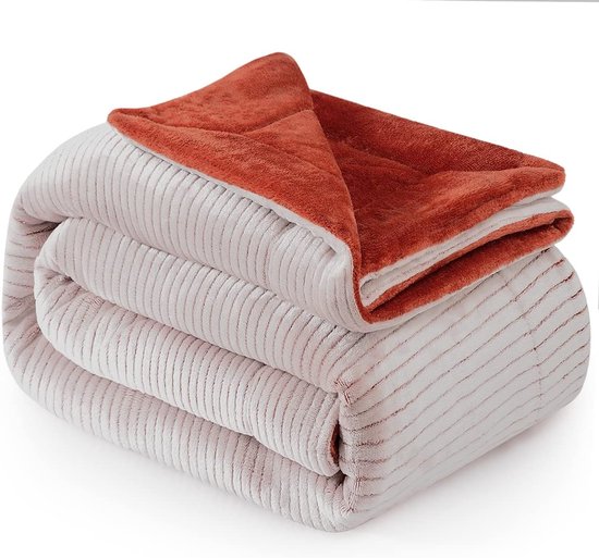 Luxe Fleece deken - Plaid 150x200cm - Triple Layer - Dubbelzijdig Terracotta