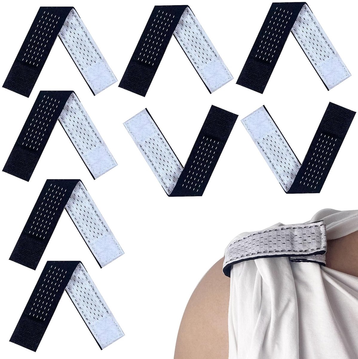 Atletische onderarmmouwen - Softbalmouwen - Ademend mesh-materiaal - Jerseyband - Verstelbare polsband voor honkbal, voetbal en andere sporten - Set van 8 (zwart, wit)