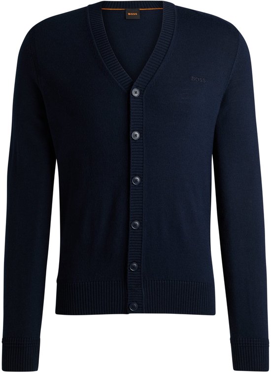 BOSS - Pull homme - Taille S - Bleu marine - Laine vierge