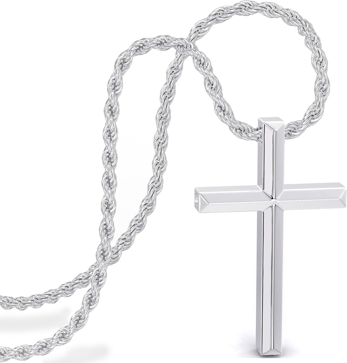 SERASAR Premium Ketting voor Heren [Divine] | Roestvrij staal 316L Chirurgisch staal | Waterdicht | Stevige ketting | Veilige sluiting | Zilver, 60 cm | Inclusief sieradendoosje