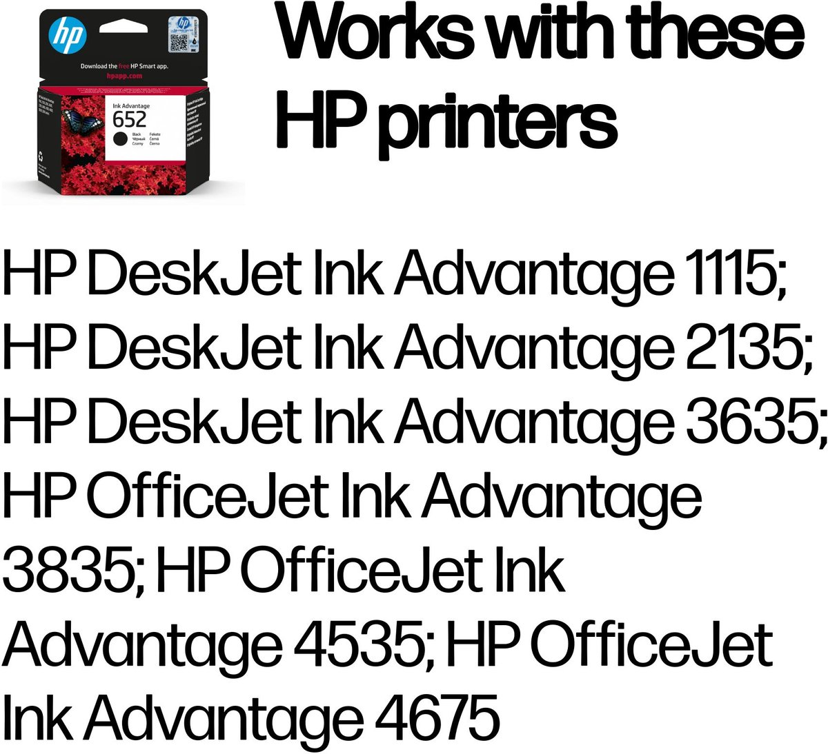 HP 652 - Inkcartridge / Zwart / Blister (F6V25AE)